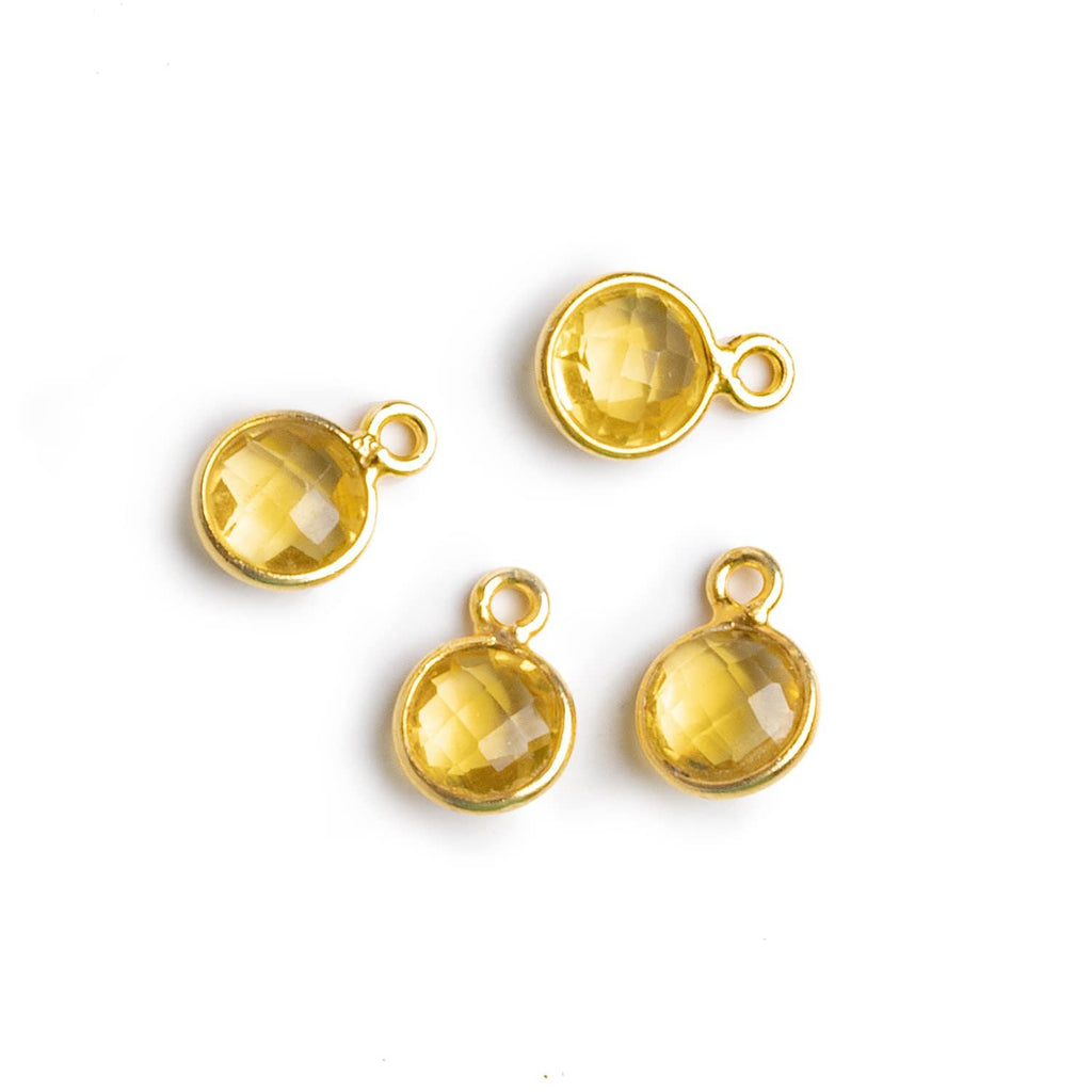 7mm Vermeil Bezeled Yellow Quartz Coin Pendants Set of 4 pieces - The Bead Traders