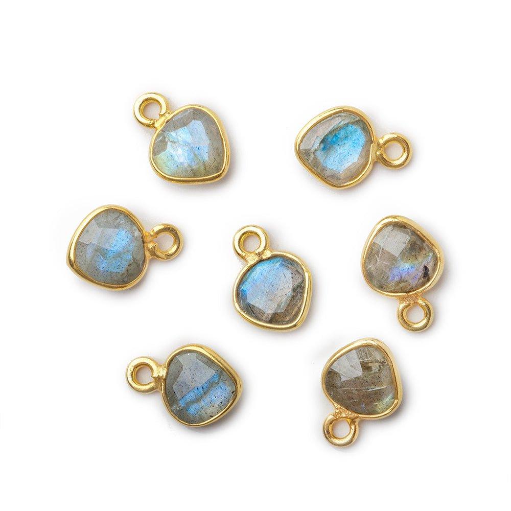 7mm Vermeil Labradorite Heart Pendant Set of 4 pieces - The Bead Traders