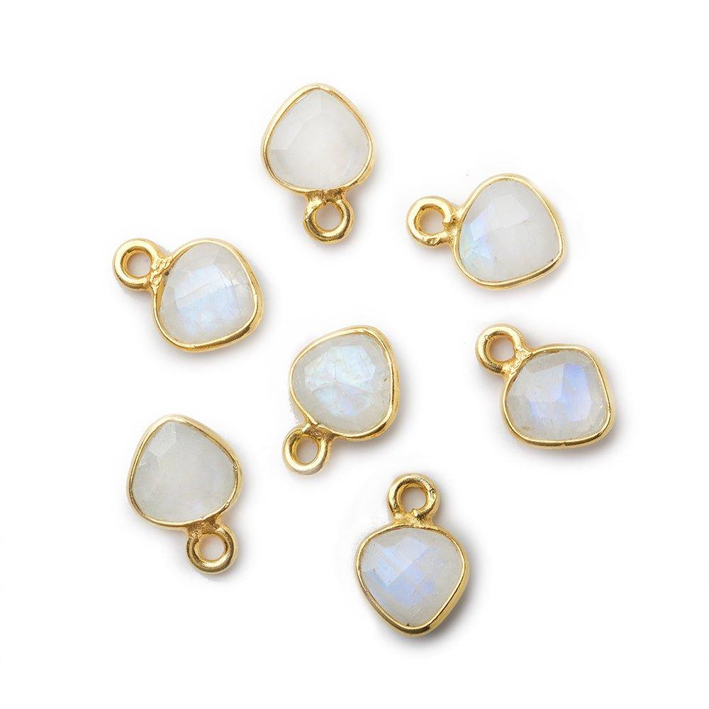 7mm Vermeil Rainbow Moonstone Heart Pendant Set of 4 pieces - The Bead Traders
