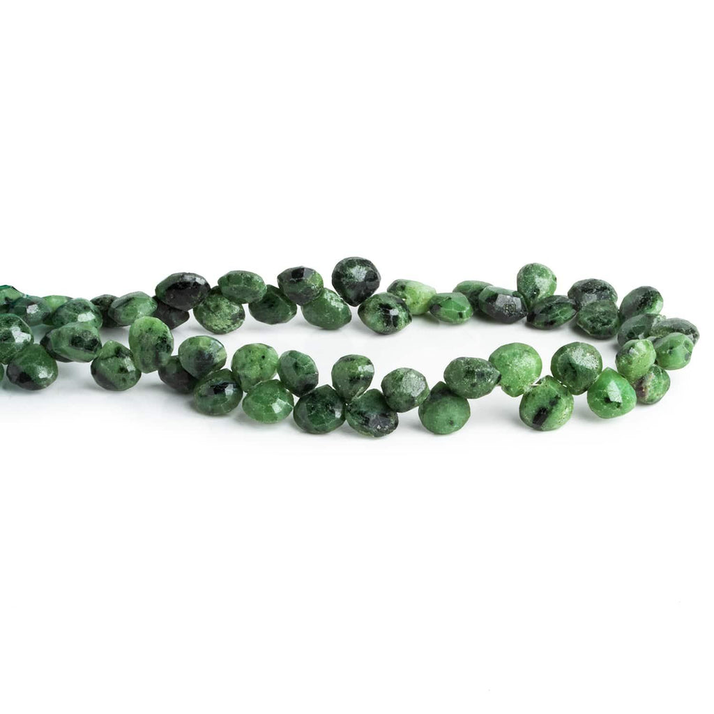 7mm Zoisite Faceted Hearts 8 inch 50 beads - The Bead Traders