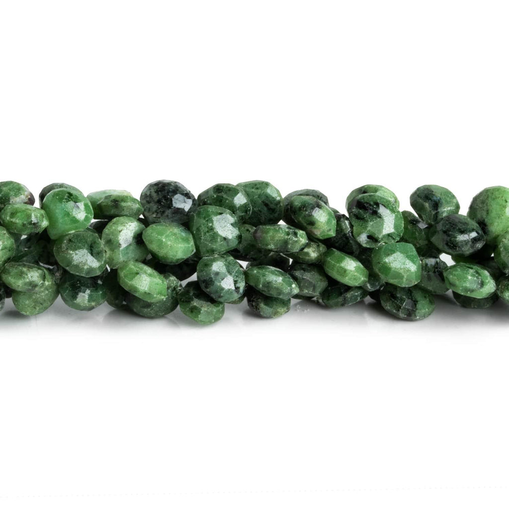 7mm Zoisite Faceted Hearts 8 inch 50 beads - The Bead Traders