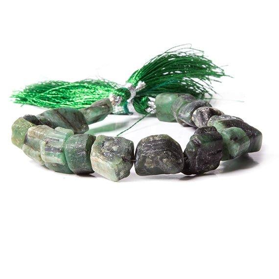 7x10- 9x14mm Brazilian Emerald Straight Drilled Tumbled Crystal 14 Beads - The Bead Traders