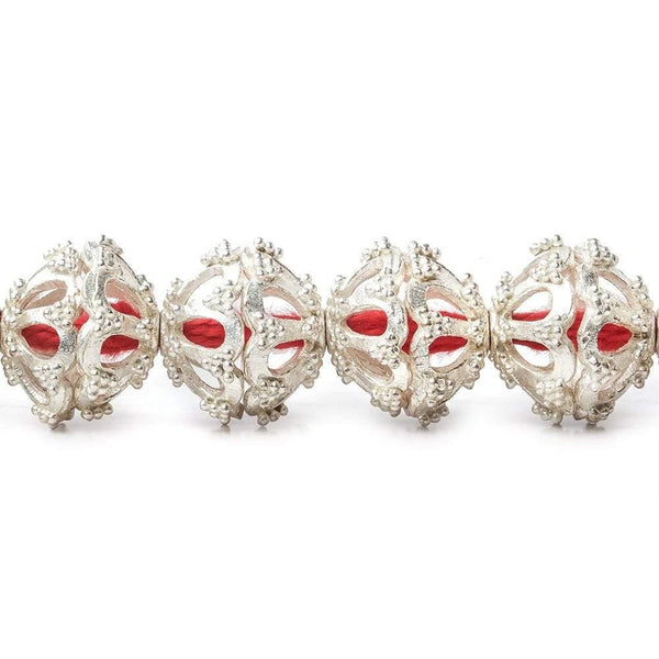 14x7mm Sterling Silver Plated Copper Fluted Miligrain Bead Cap