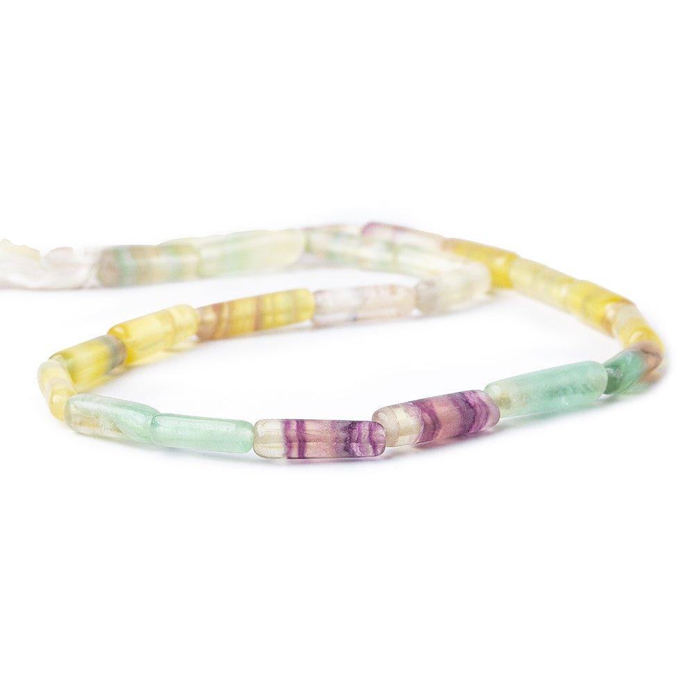 7x4-13x5mm Frosted Multi Color Banded Fluorite Plain Tubes 32 Beads 14" - The Bead Traders
