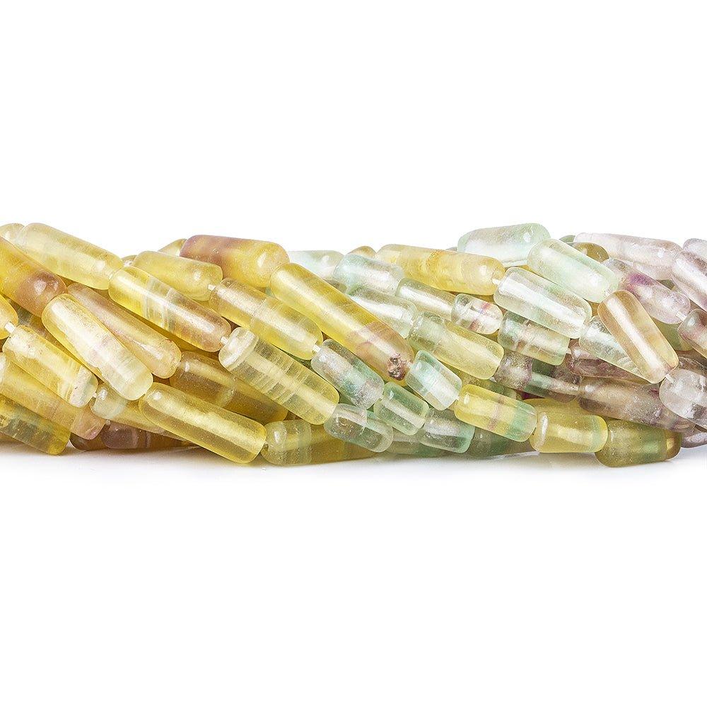 7x4-13x5mm Frosted Multi Color Banded Fluorite Plain Tubes 32 Beads 14" - The Bead Traders