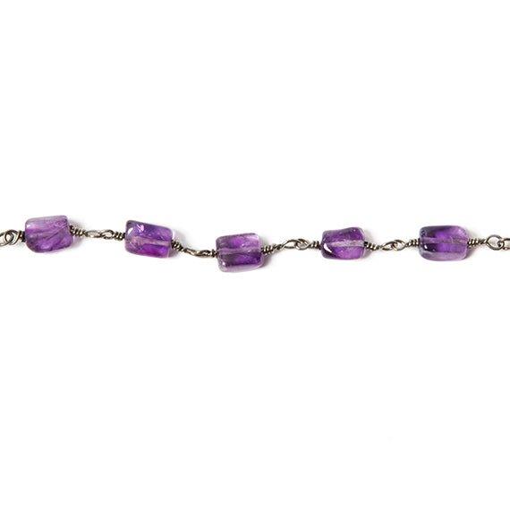 7x4mm Amethyst plain rectangle Black Gold Chain by the foot - The Bead Traders