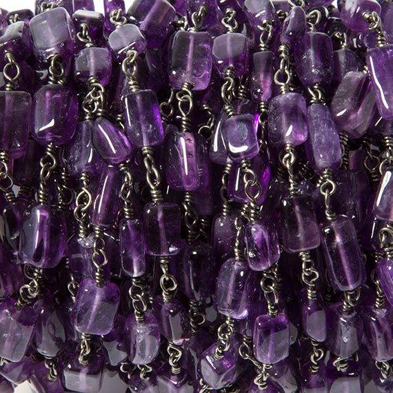 7x4mm Amethyst plain rectangle Black Gold Chain by the foot - The Bead Traders