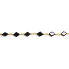 7x4mm Black Spinel Diamond Gold Chain 22 beads - The Bead Traders