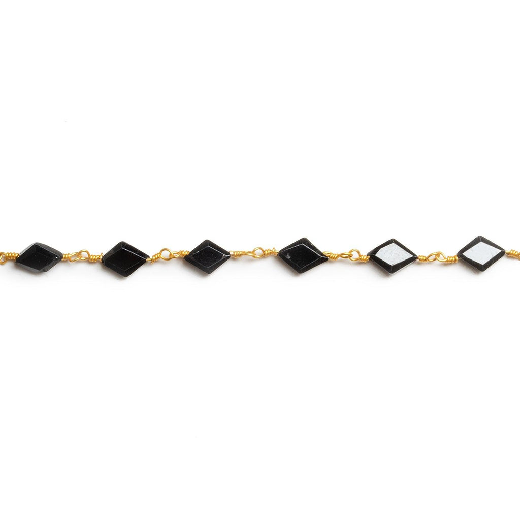 7x4mm Black Spinel Diamond Gold Chain 22 beads - The Bead Traders