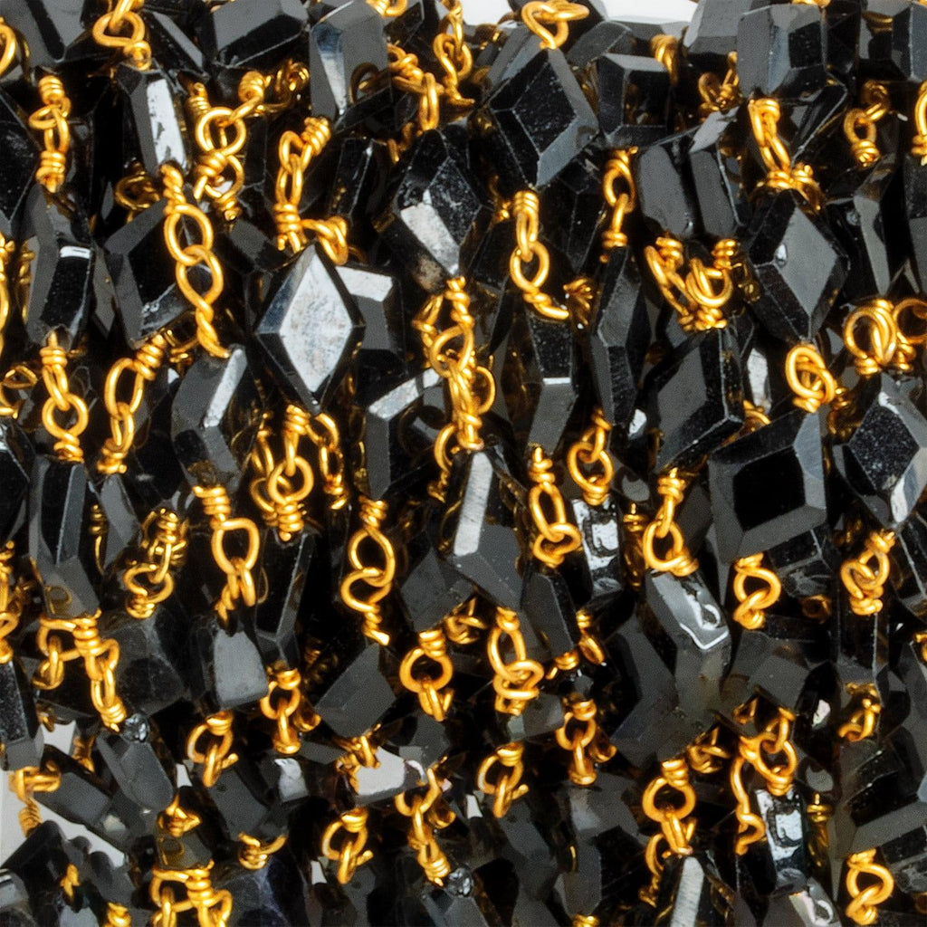 7x4mm Black Spinel Diamond Gold Chain 22 beads - The Bead Traders