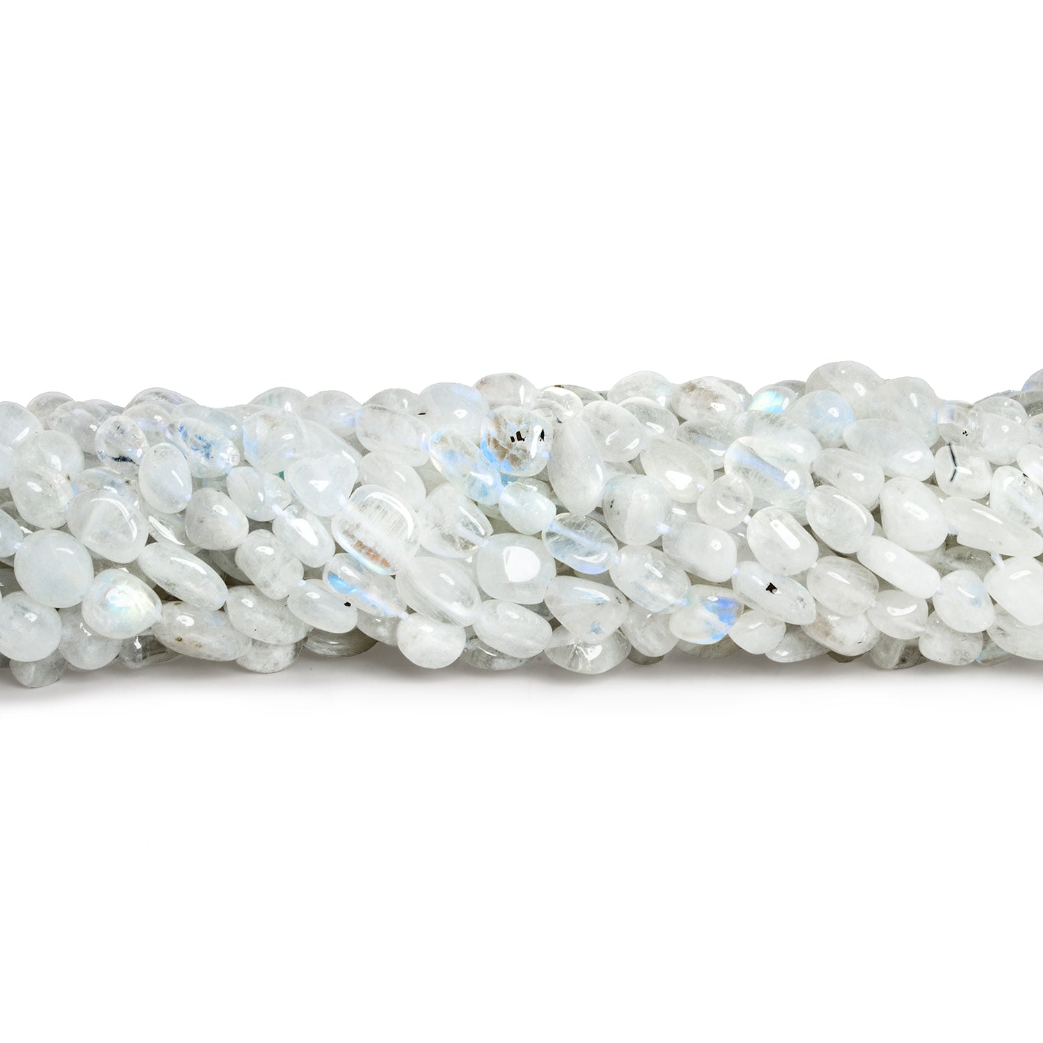 7x4mm Rainbow Moonstone Plain Nuggets 12 inch 41 beads - The Bead Traders