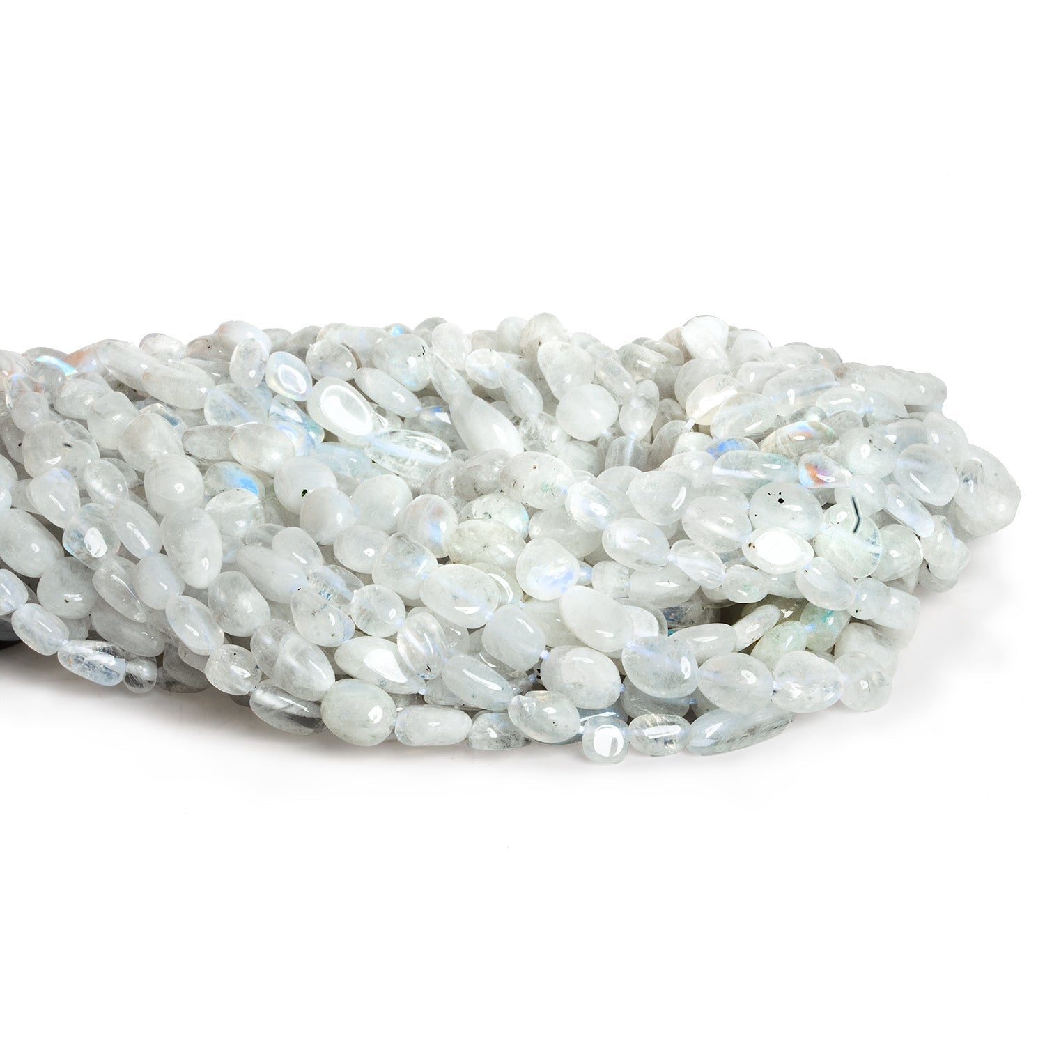 7x4mm Rainbow Moonstone Plain Nuggets 12 inch 41 beads - The Bead Traders
