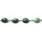 7x5-10x8mm Emerald Faceted Oval Black Gold plated Chain by the foot - The Bead Traders