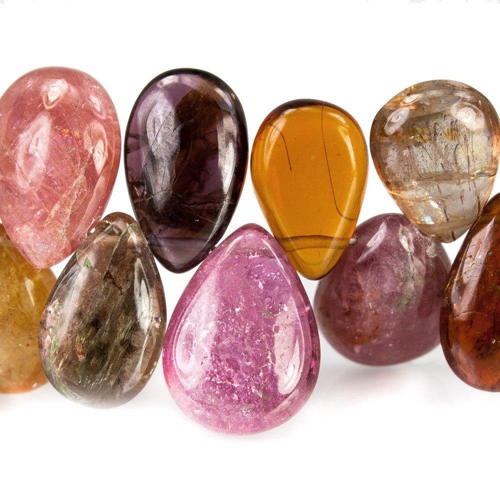 7x5-12x9mm Multi Color Tourmaline plain pear beads 8 inch 58 pieces - The Bead Traders