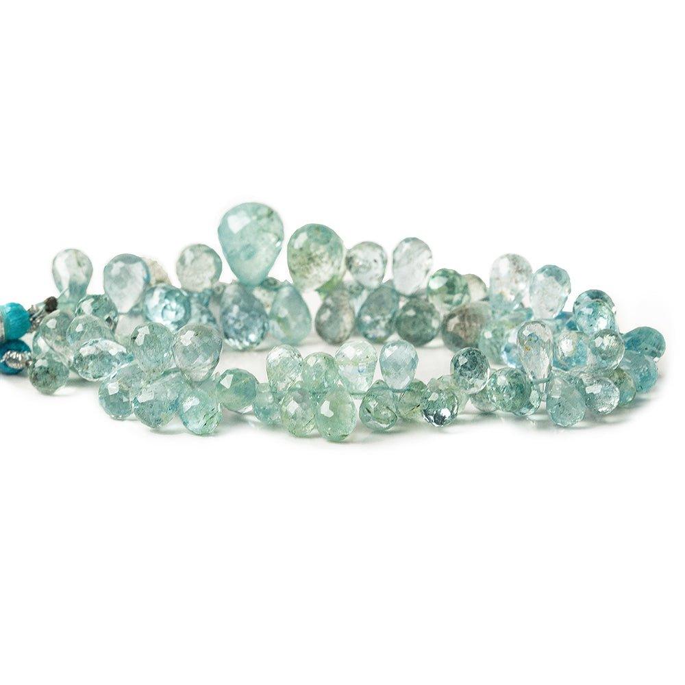 7x5-13x10mm Shaded Aquamarine Faceted Tear Drop Briolettes 8 inches 85 pieces - The Bead Traders
