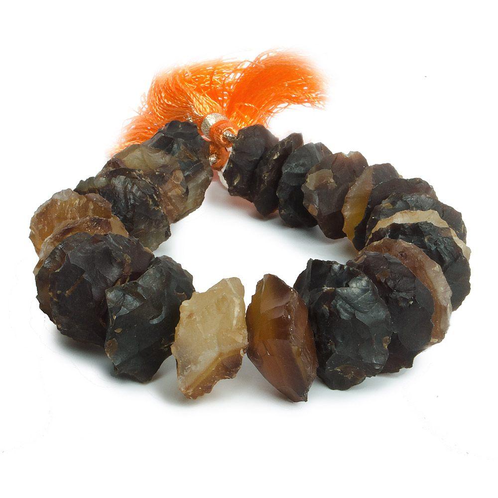 7x5-18x8mm Amber-color Agate hammer faceted disc beads 8 inch 23 pieces - The Bead Traders