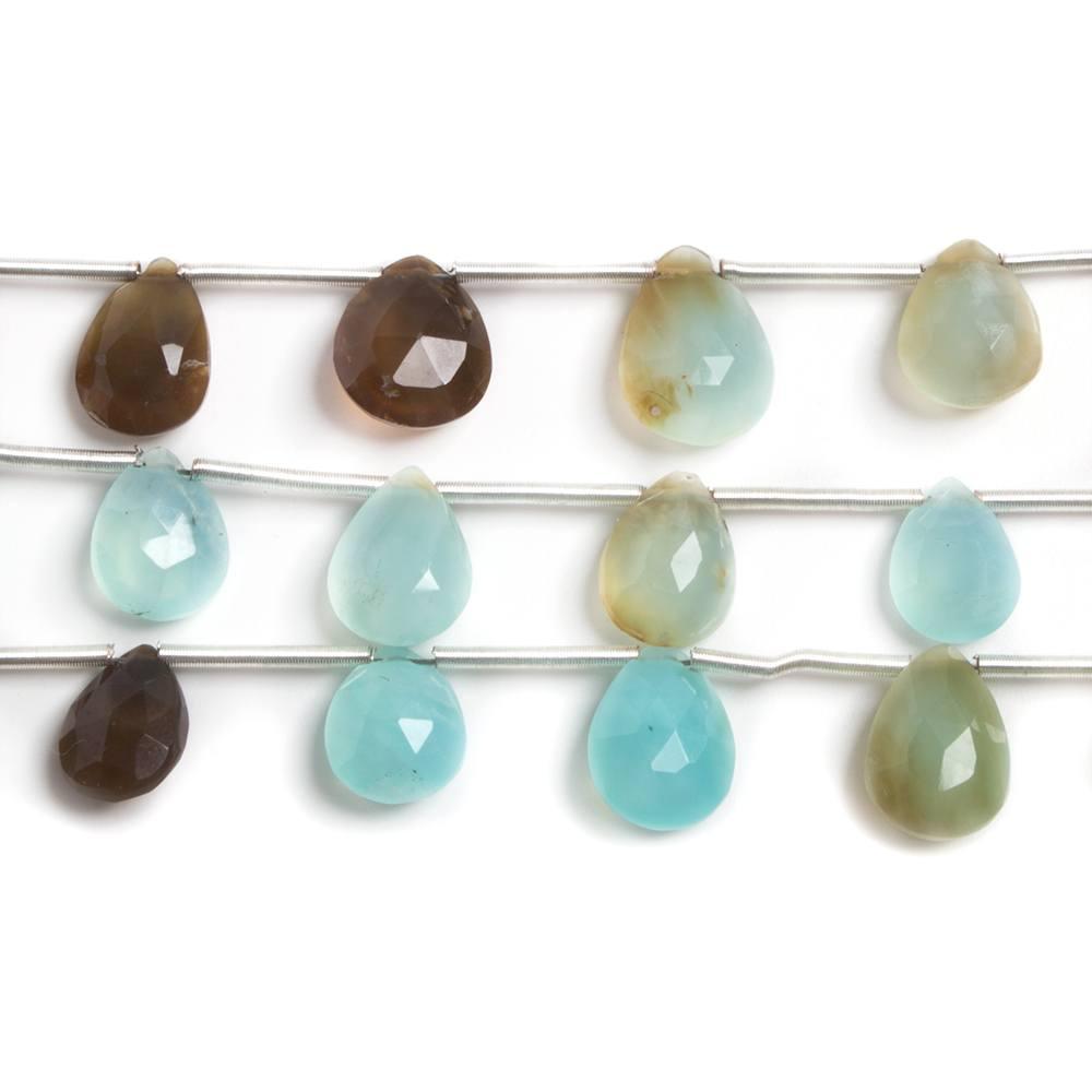 7x5-9x6mm Blue Peruvian Opal faceted pear beads 8 inch 13 pieces - The Bead Traders