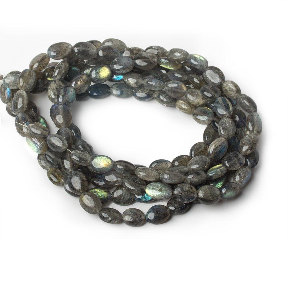 7x5-9x6mm Labradorite Plain Oval Beads 16 inch 49 pieces - The Bead Traders