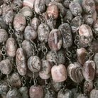 7x5-9x6mm Matte Chocolate Rhodocrosite plain nugget Black Gold plated Chain by the foot - The Bead Traders