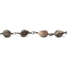 7x5-9x6mm Matte Chocolate Rhodocrosite plain nugget Black Gold plated Chain by the foot - The Bead Traders