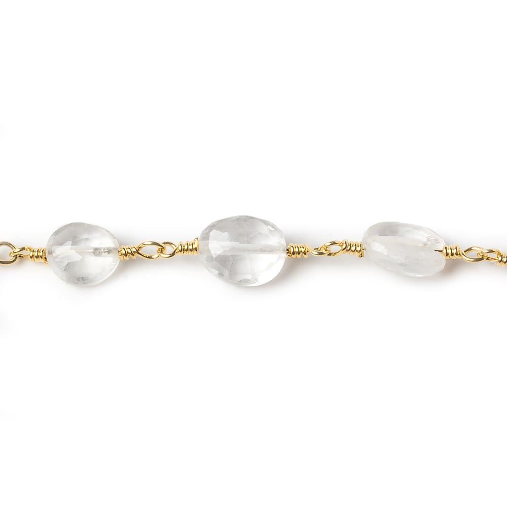 7x5-9x7mm Crystal Quartz faceted oval Gold plated Chain by the foot 22 pieces - The Bead Traders