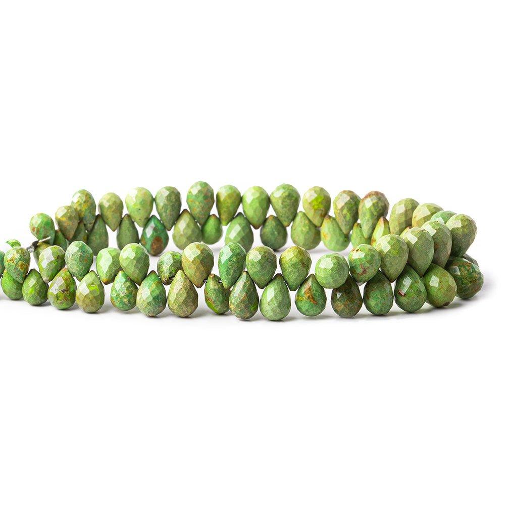 7x5mm-10x6.5mm Green Turquoise Faceted Teardrop Beads 8 inch 65 pieces - The Bead Traders