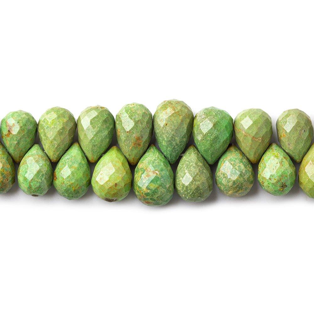 7x5mm-10x6.5mm Green Turquoise Faceted Teardrop Beads 8 inch 65 pieces - The Bead Traders