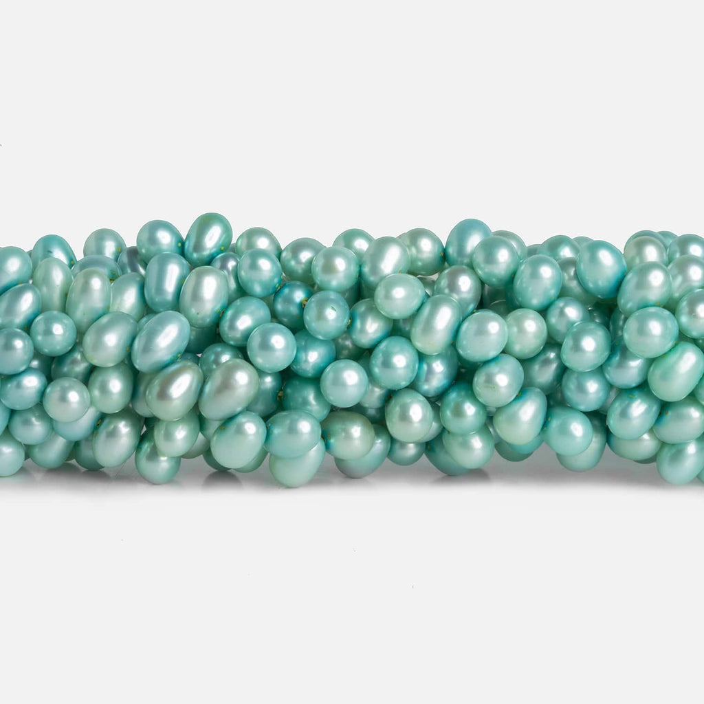7x5mm Blue Green Top Drilled Oval Pearls 15 inch 83 pieces - The Bead Traders