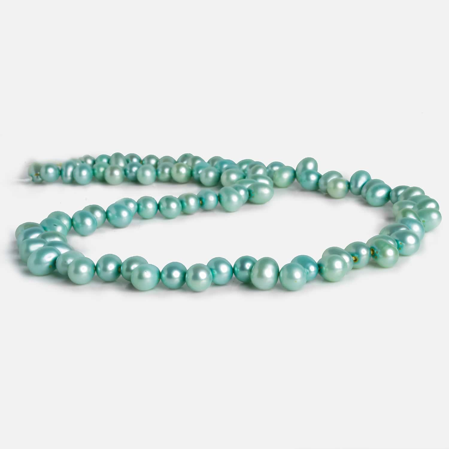 7x5mm Blue Green Top Drilled Oval Pearls 15 inch 83 pieces - The Bead Traders