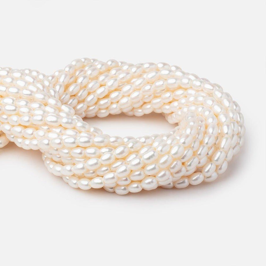 7x5mm Cream Oval Large Hole Freshwater Pearls 16 inch 56 pieces