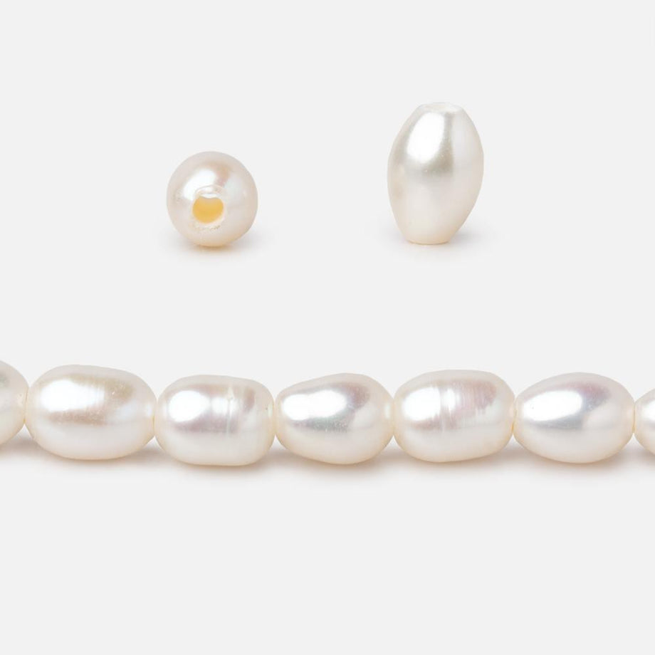 7x5mm Cream Oval Large Hole Freshwater Pearls 16 inch 56 pieces