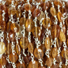 7x5mm Hessonite Ovals Silver Chain 23 pieces - The Bead Traders