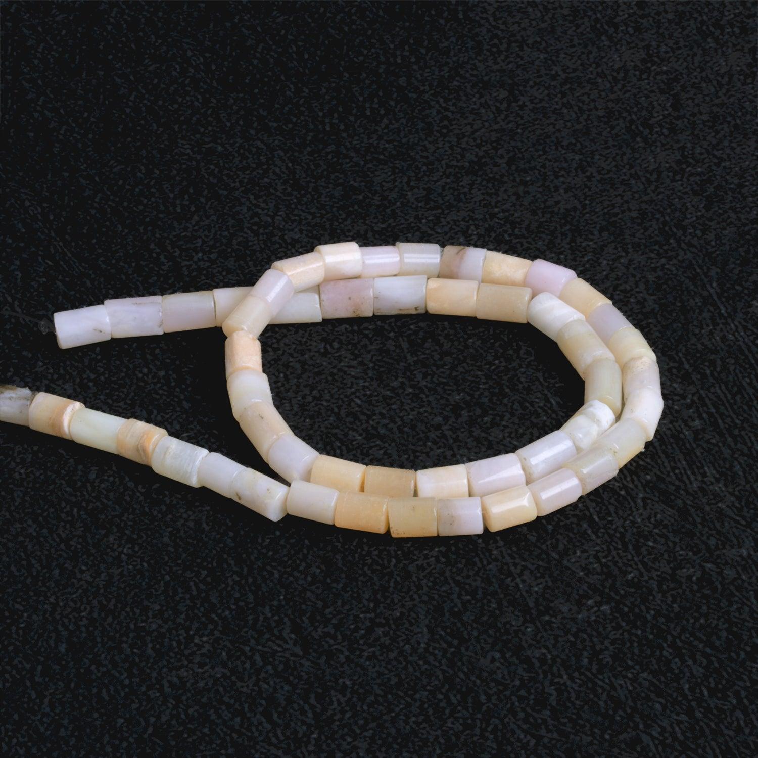 7x5mm Pink Peruvian Opal Tubes 15 inch 50 beads - The Bead Traders