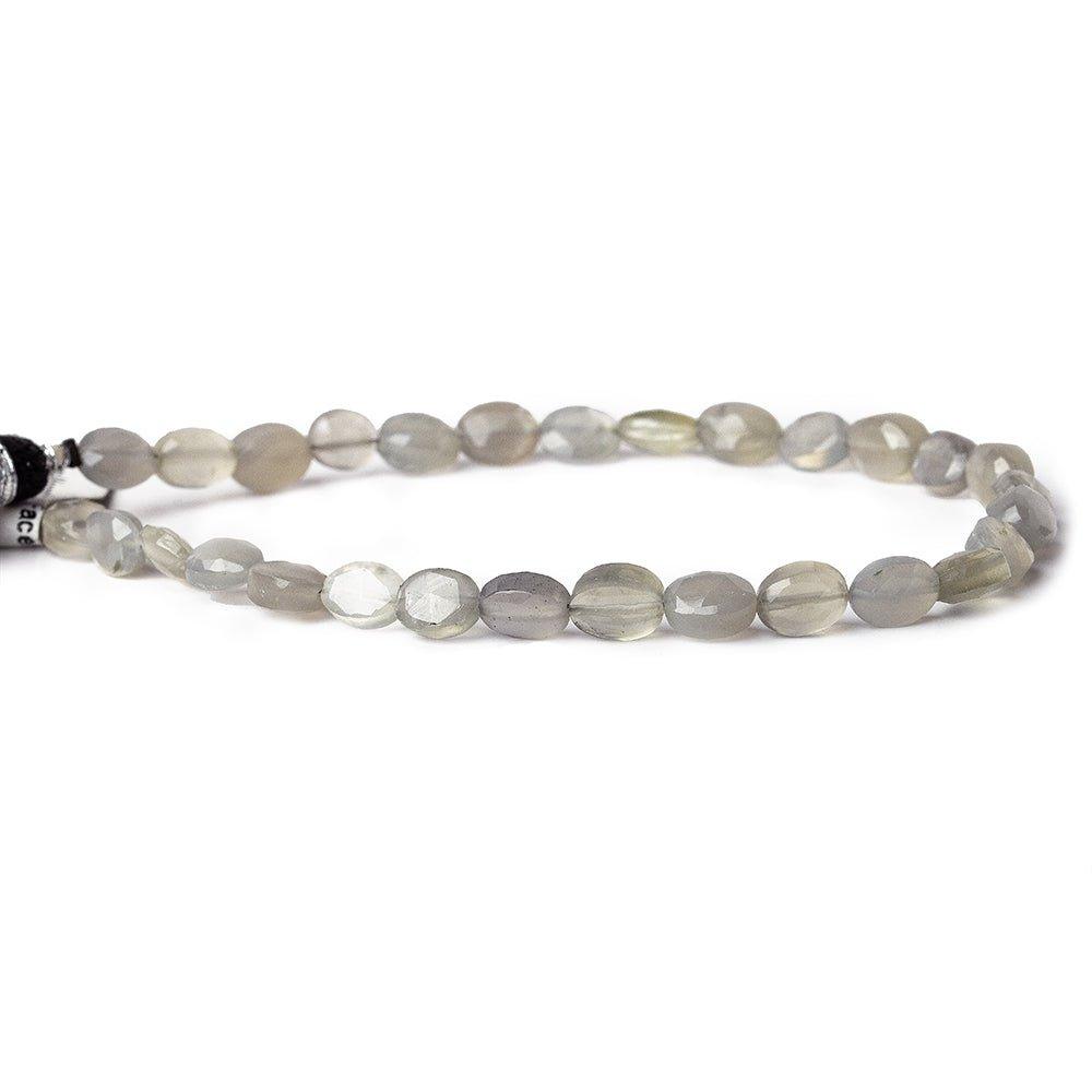 7x5mm Platinum Moonstone straight drilled faceted ovals 8 inch 30 beads - The Bead Traders