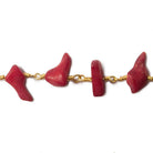 7x5mm Red Bamboo Coral Nugget Gold Plated Chain by the foot - The Bead Traders