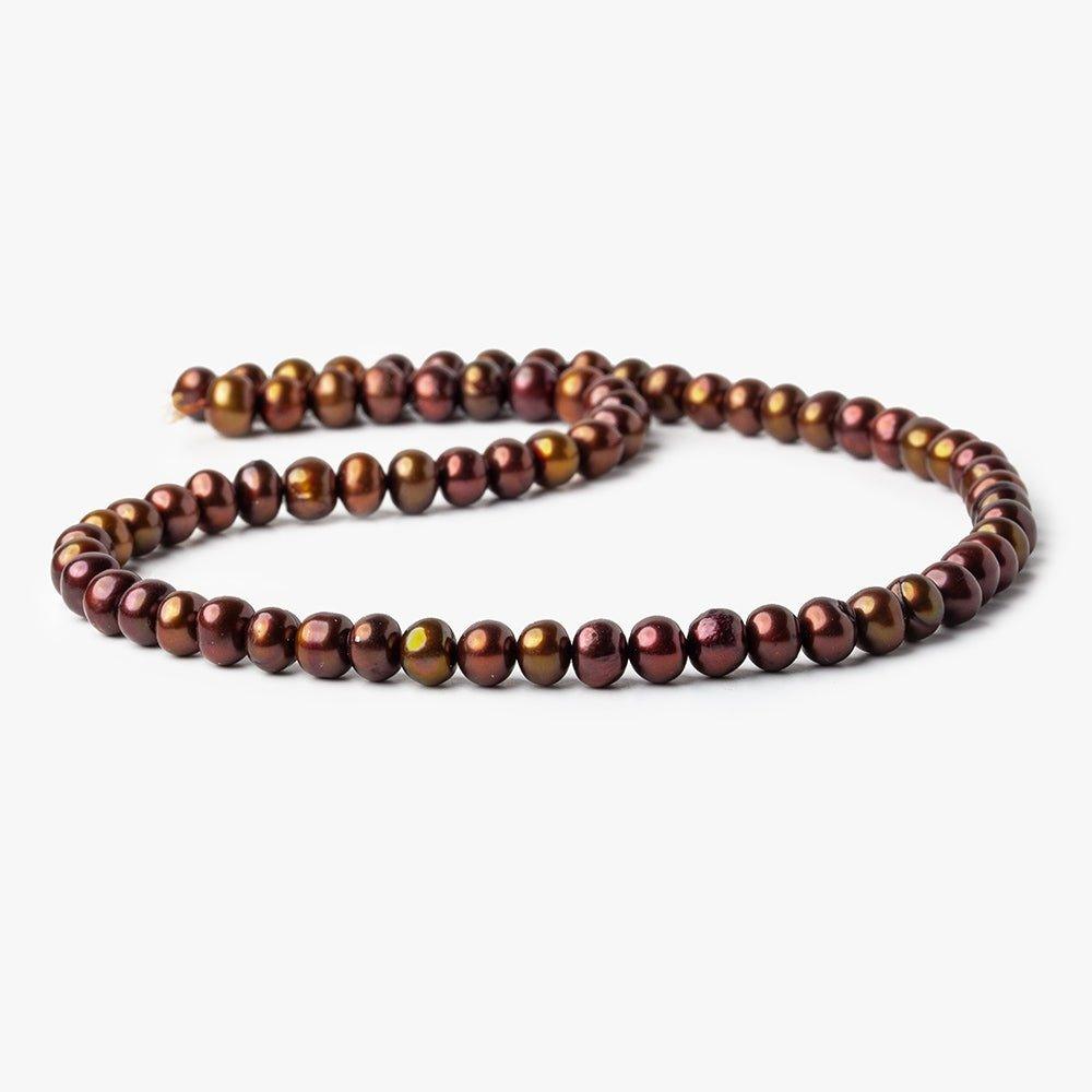 7x5mm Red Brown side drilled Baroque Freshwater Pearl Strand 16 Inch 68 pieces - The Bead Traders