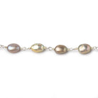 7x5mm Sage Oval Freshwater Pearls Silver Chain - The Bead Traders