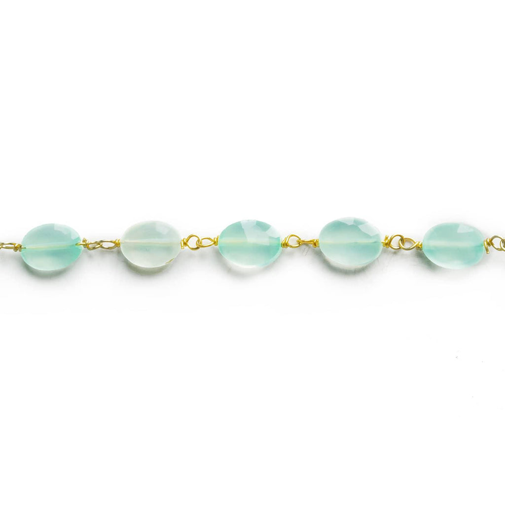 7x5mm Seafoam Chalcedony Oval Gold Chain 28 pieces - The Bead Traders