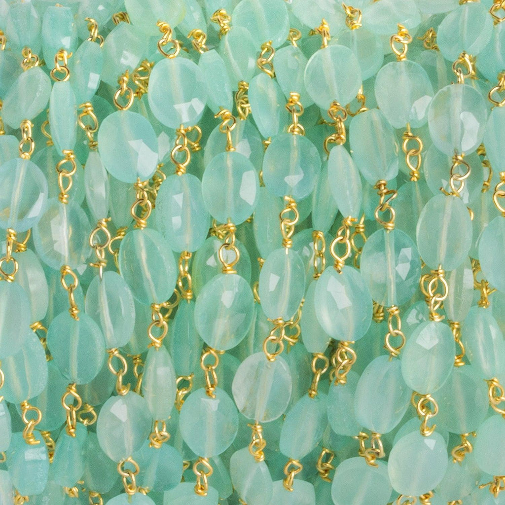 7x5mm Seafoam Chalcedony Oval Gold Chain 28 pieces - The Bead Traders