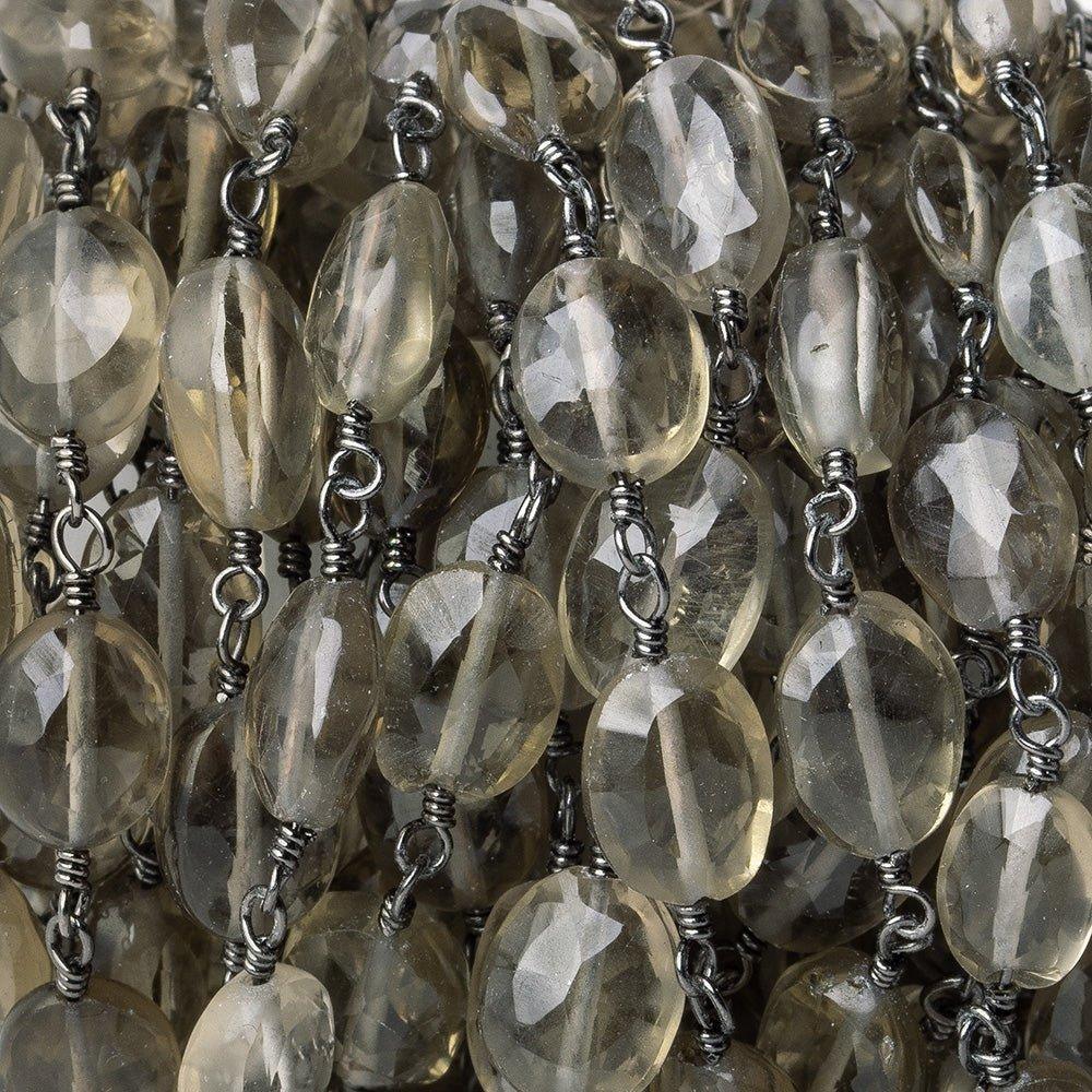 7x6-9x7mm Smoky Quartz faceted nugget Black Gold Chain by the foot 23 beads - The Bead Traders