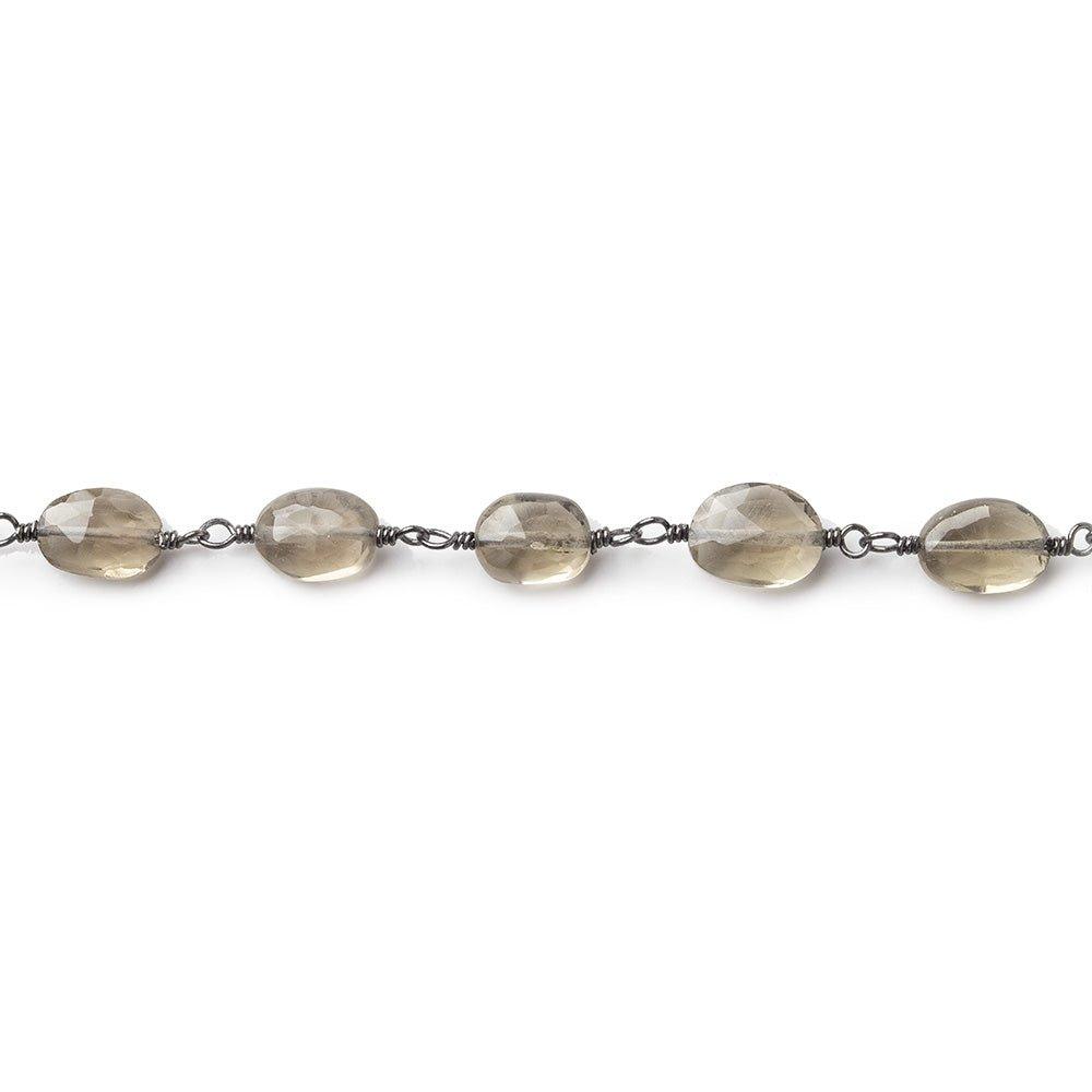 7x6-9x7mm Smoky Quartz faceted nugget Black Gold Chain by the foot 23 beads - The Bead Traders