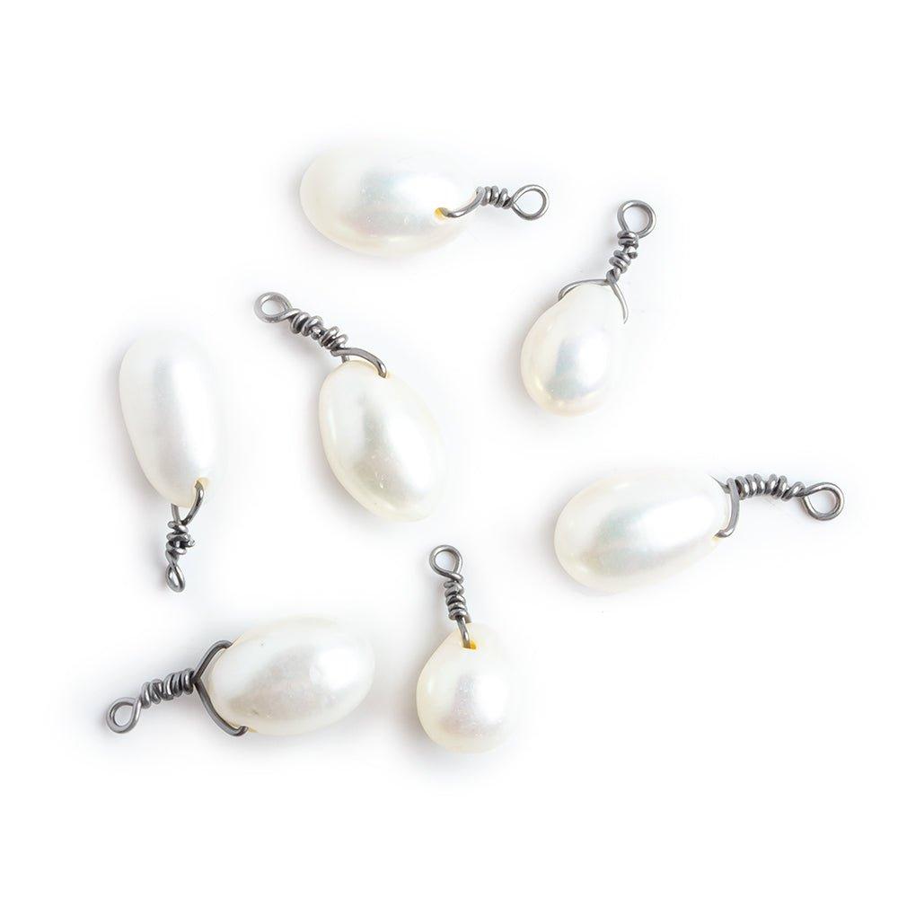 7x6mm-10x8mm Black Gold Wire Wrapped Oval Pearl Pendant Focal Bead 1 Piece - The Bead Traders