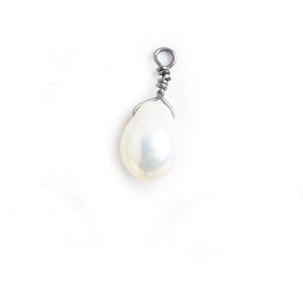 7x6mm-10x8mm Black Gold Wire Wrapped Oval Pearl Pendant Focal Bead 1 Piece - The Bead Traders