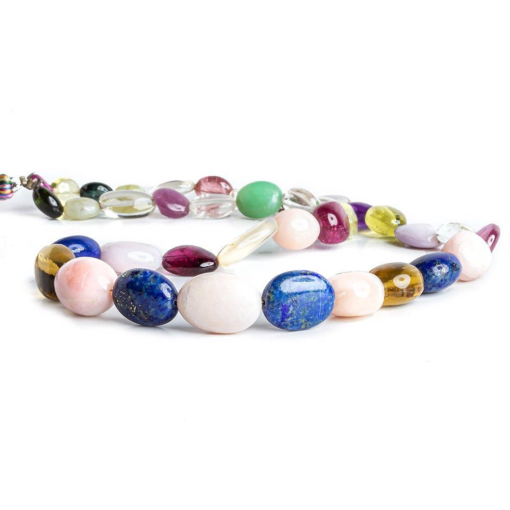 7x6mm-15x10.5mm Multi Gemstone Plain Oval Beads 16 inch 38 pieces - The Bead Traders