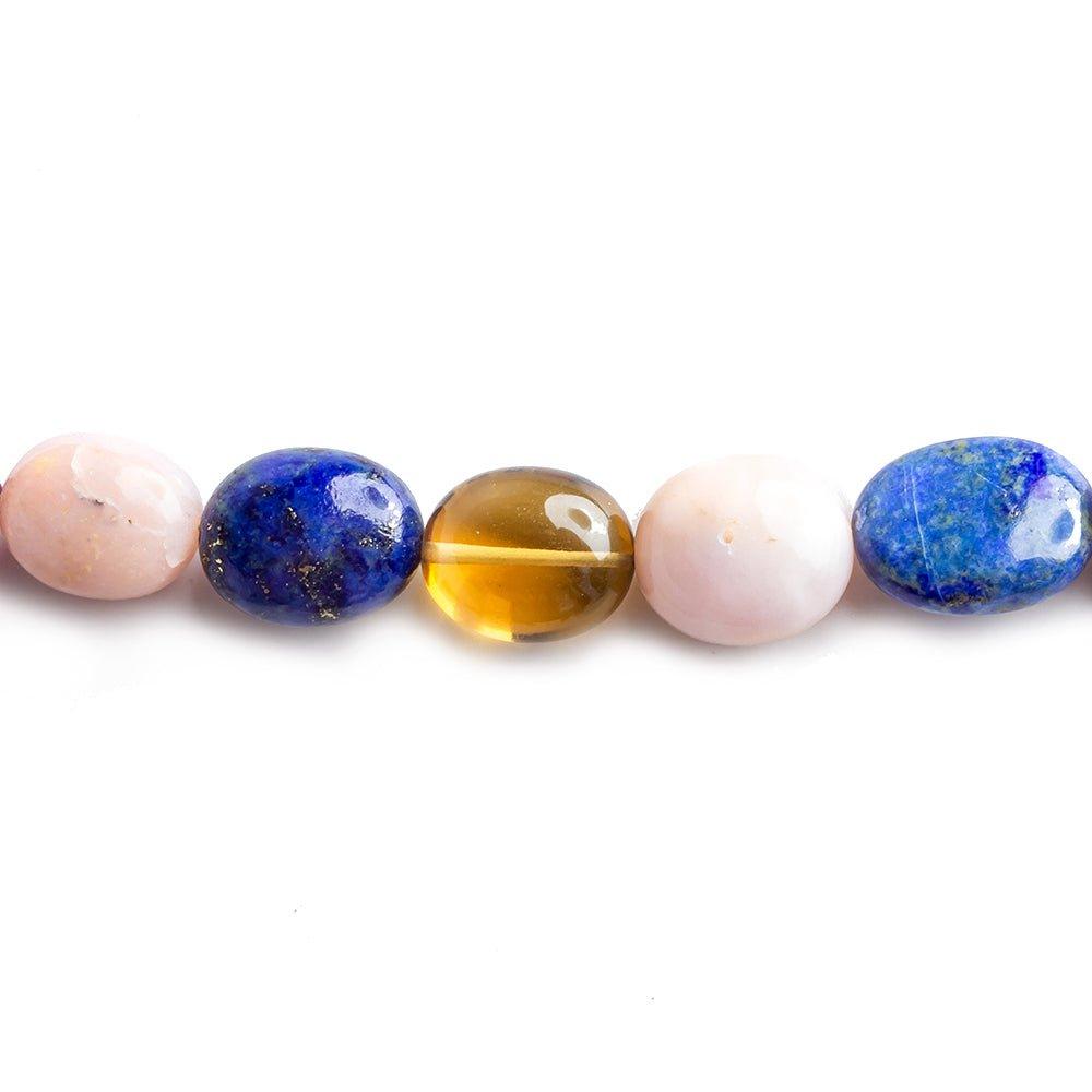 7x6mm-15x10.5mm Multi Gemstone Plain Oval Beads 16 inch 38 pieces - The Bead Traders