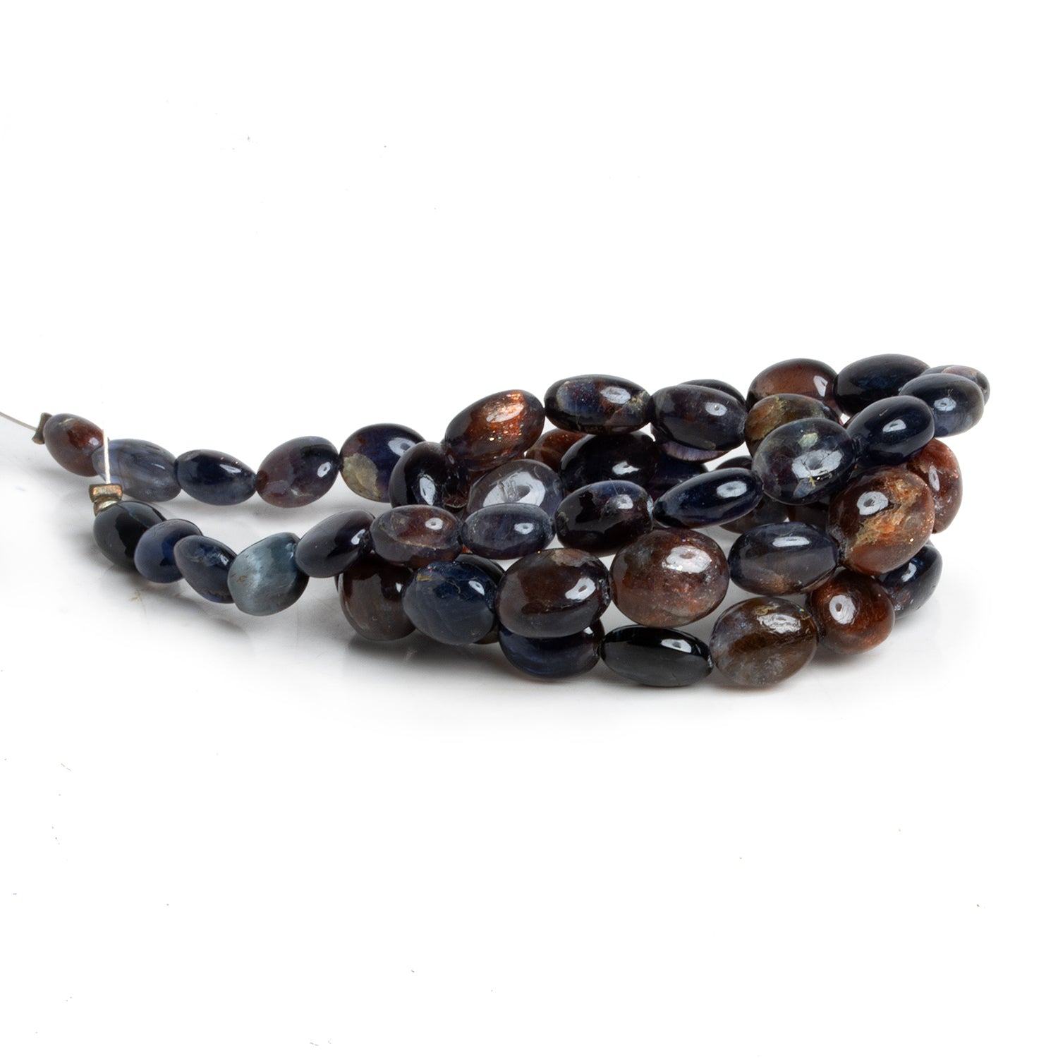 7x6mm Bloodshot Iolite Plain Ovals 15 inch 50 beads - The Bead Traders