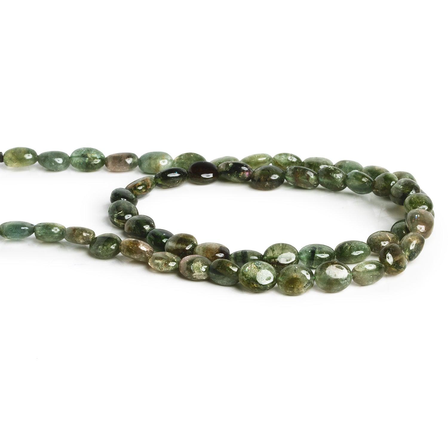 7x6mm Green Tourmaline Ovals 18 inch 54 - The Bead Traders