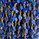 7x6mm Lapis Lazuli Faceted Nugget Gold Chain by the Foot 22 pieces - The Bead Traders