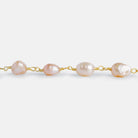 7x6mm Peach Baroque Freshwater Pearl Gold Chain - The Bead Traders