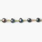 7x6mm Peacock Baroque Freshwater Pearl Gold plated Chain by the foot 25 pieces - The Bead Traders